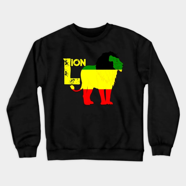 Rasta Lion Reggae Rastafari Colors Crewneck Sweatshirt by Merchweaver